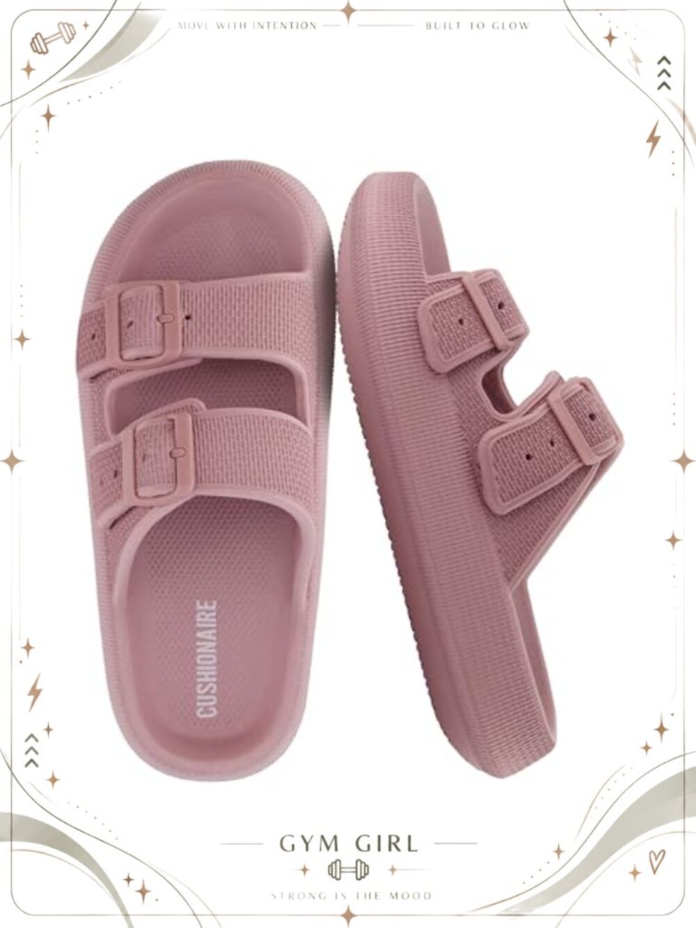 CUSHIONAIRE Fame Pillow Recovery Slides Adjustable Double Buckle Waterproof EVA